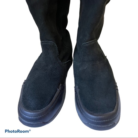 Lands end suede leather Sherpa lined tall boots Size 6 black - Picture 2 of 10